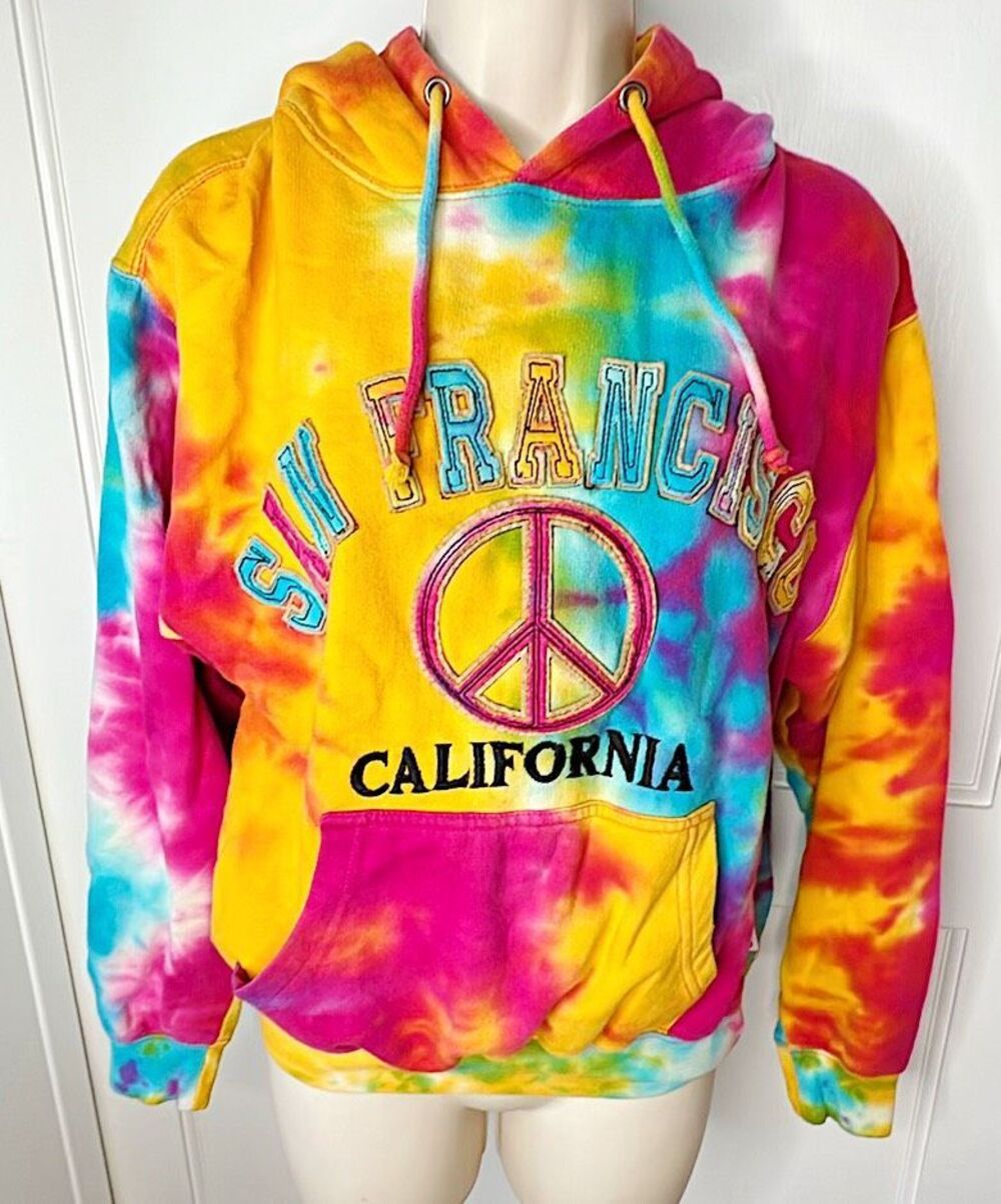 Gogo San Francisco Tie Dye Peace Hoodie Size Small